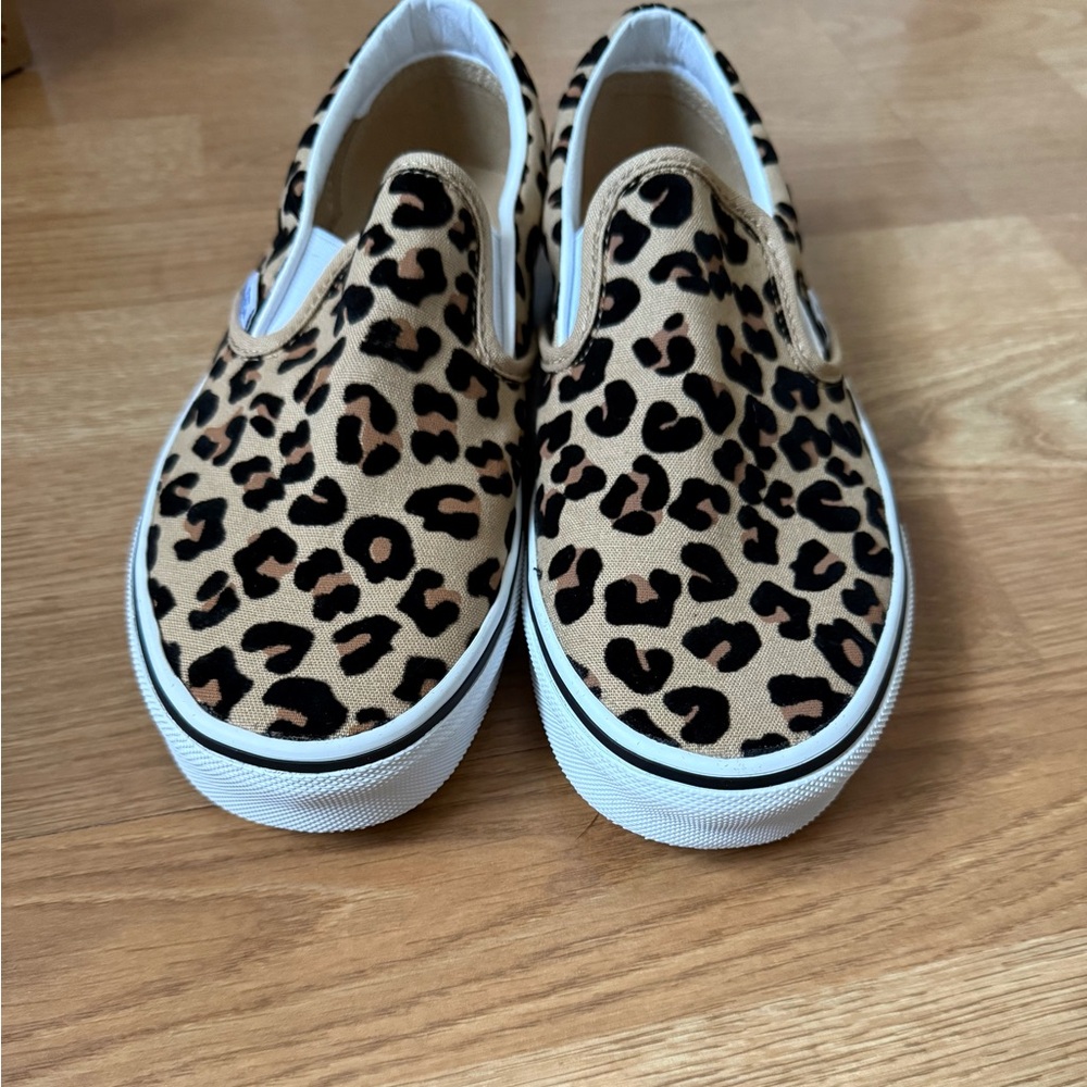Vans Leopard Print Slip-On Sneakers - Tan, Black - Picture 2 of 8